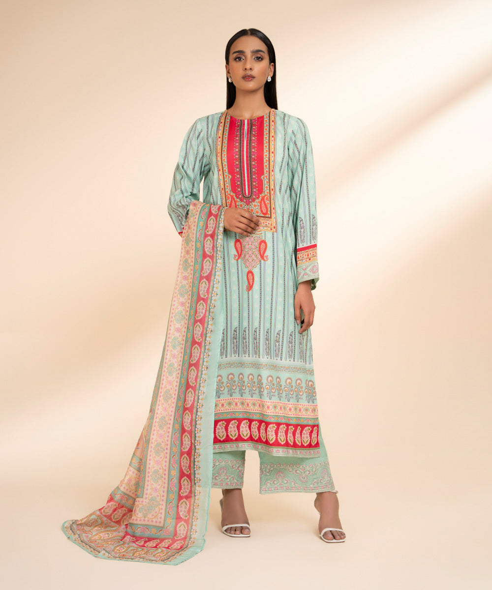 3 Piece - Embroidered Silk Suit