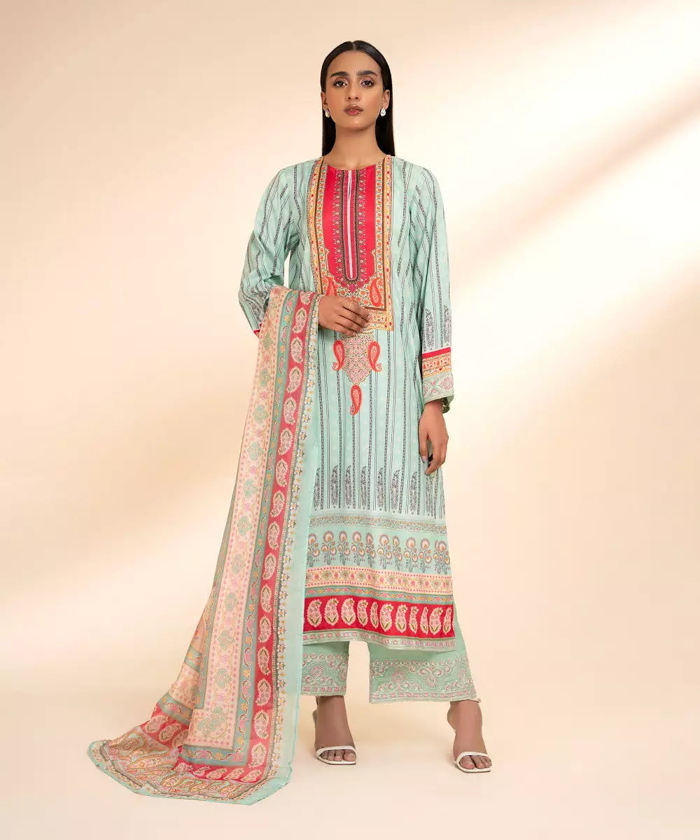 3 Piece - Embroidered Silk Suit