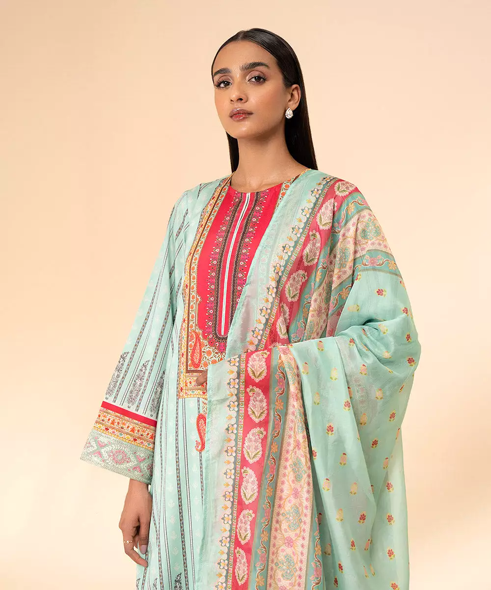 3 Piece - Embroidered Silk Suit