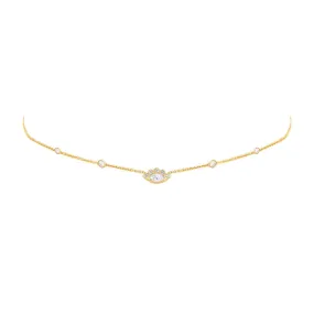 5 Diamond Orbit Bezel Choker with Angel Eye Diamond Center | Ready to Ship