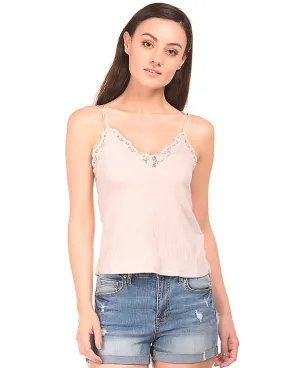 Aeropostale Lace Trim Textured Camisole