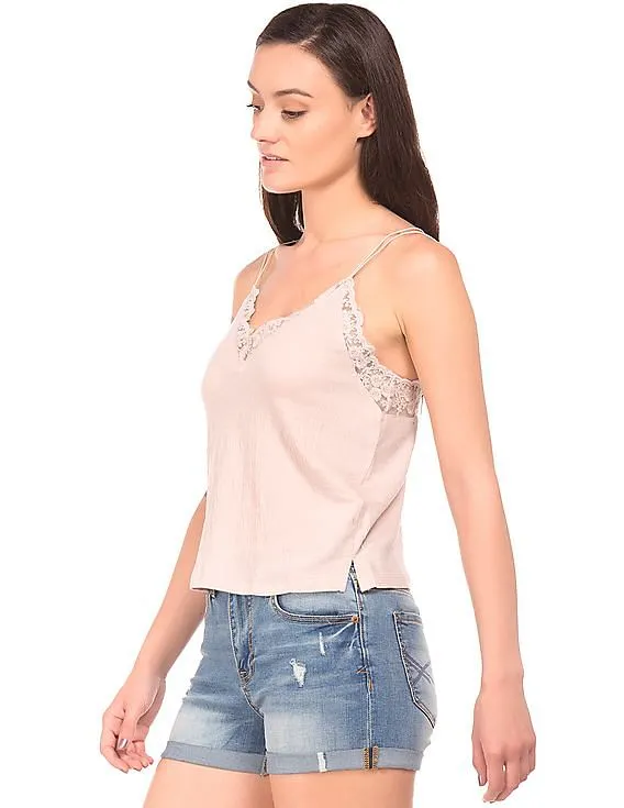 Aeropostale Lace Trim Textured Camisole