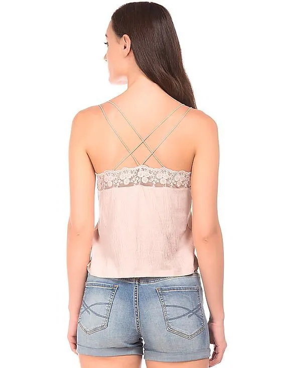 Aeropostale Lace Trim Textured Camisole