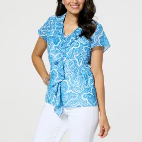      As Is Jaclyn Smith Short-Sleeve Ruffle Front Printed Top with Camisole     