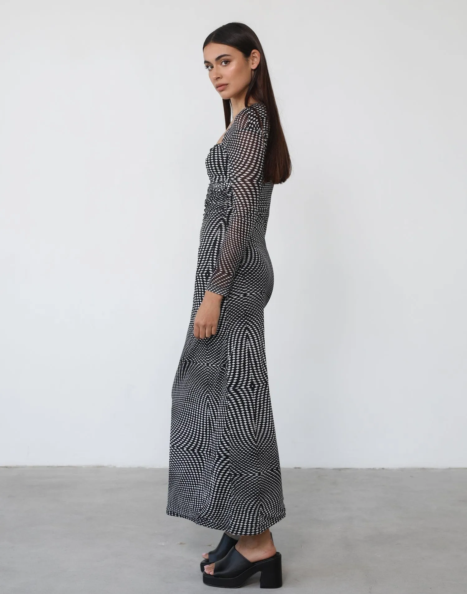 Bea Maxi Dress (Black Print)