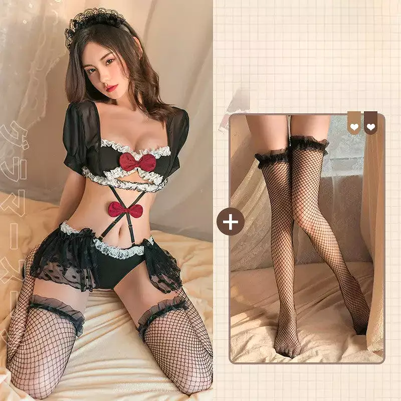 Black Maid Lace Set