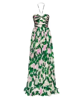 Botanical Print Flowy Maxi Dress