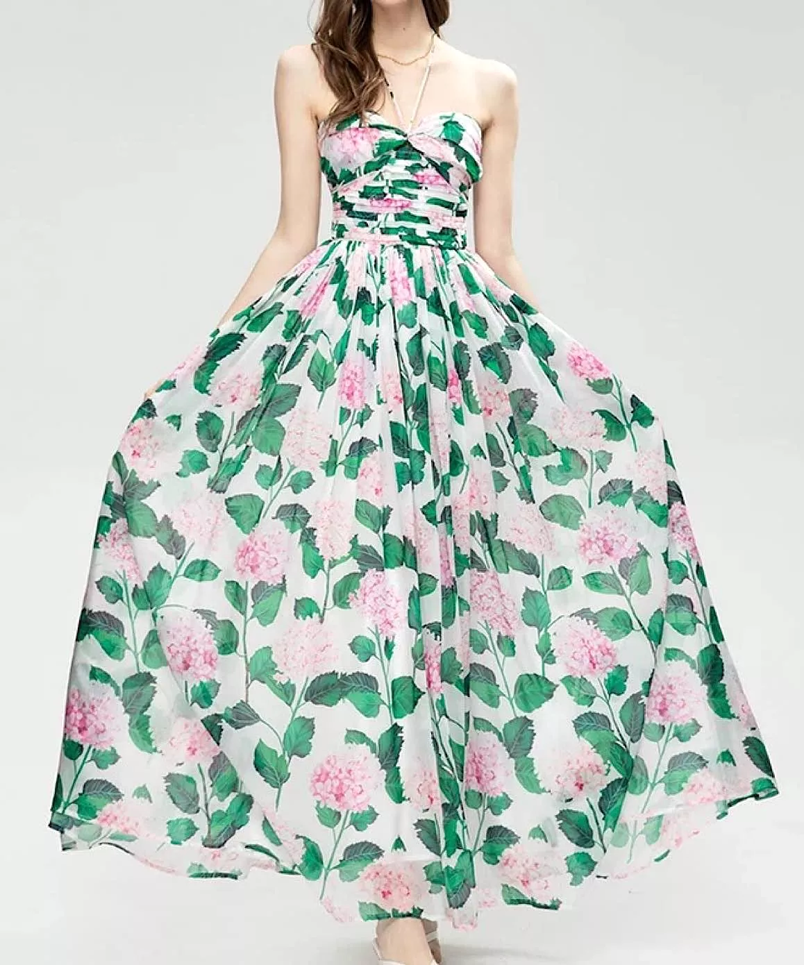 Botanical Print Flowy Maxi Dress