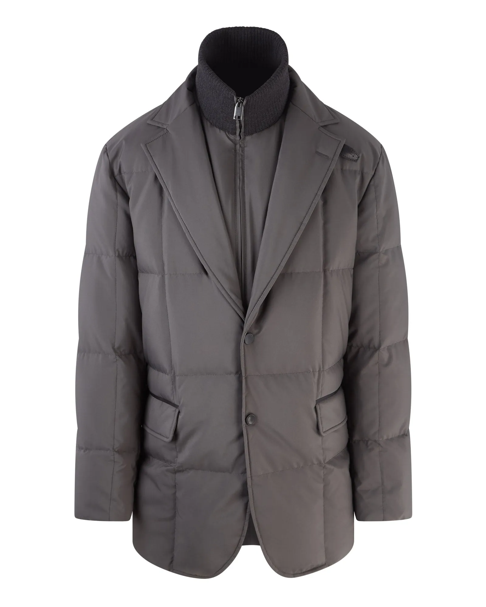 Brioni Quilted Puffer Coat With Chest Piece (Grey)