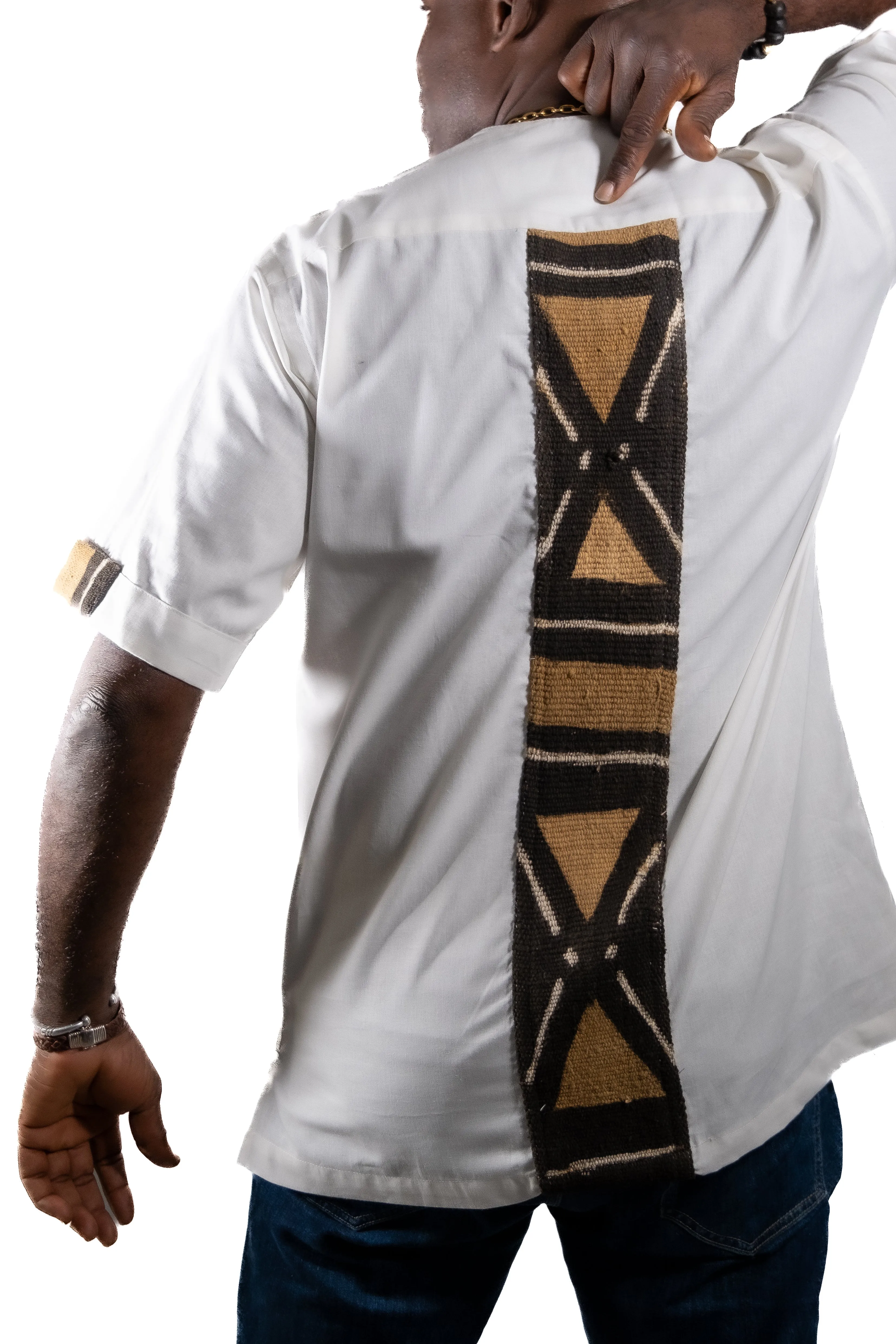 Chemise Homme KAARTA Bi-Matière en Coton & Bogolan | Vêtement Africain Traditionnel pour Homme