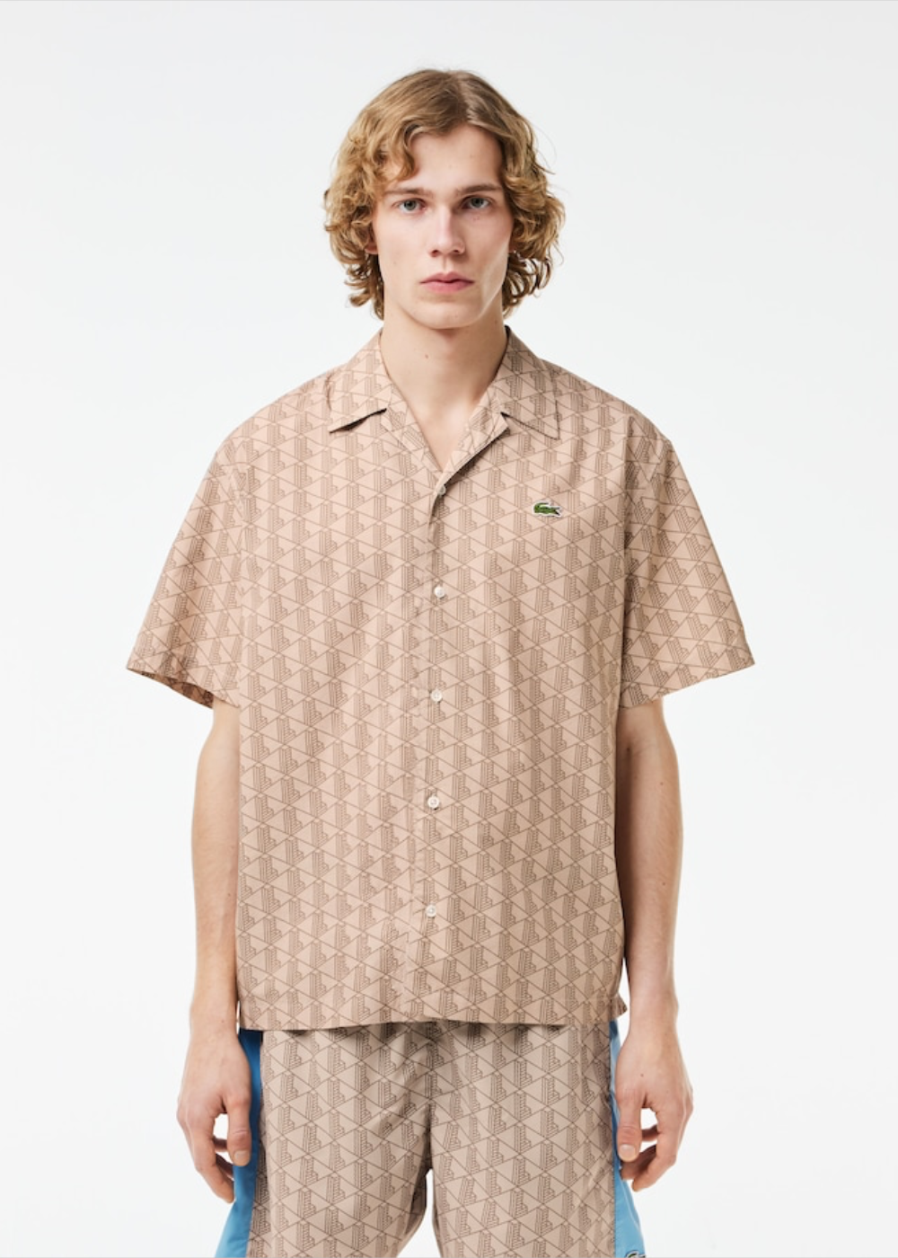 Chemise Lacoste monogramme beige