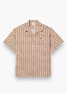 Chemise Lacoste monogramme beige