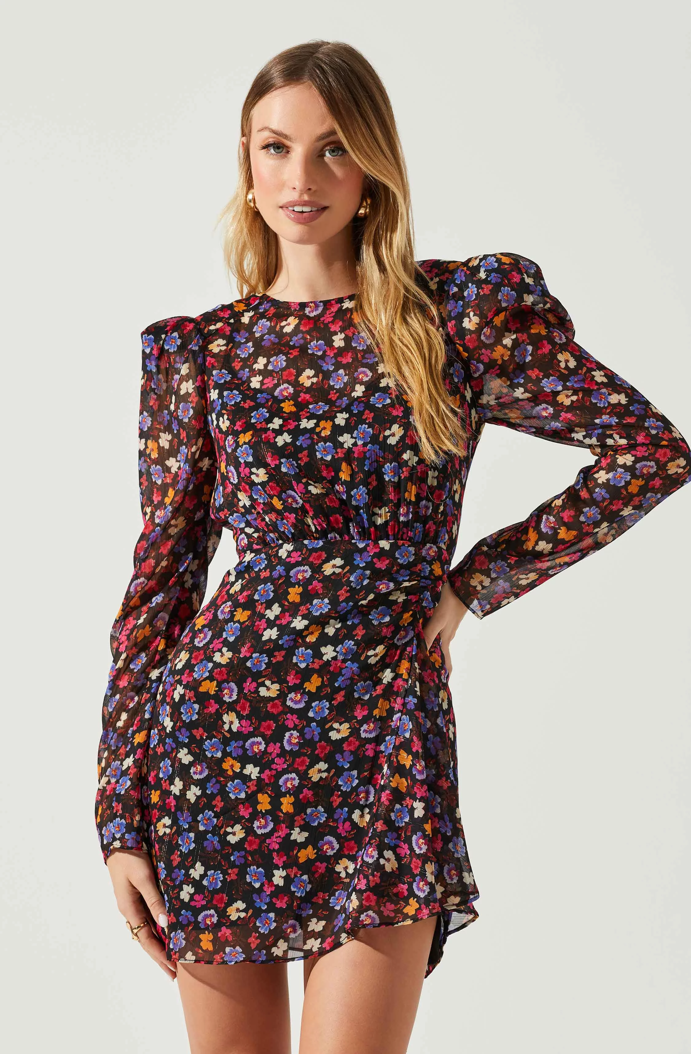 Cindy Floral Long Sleeve Mini Dress