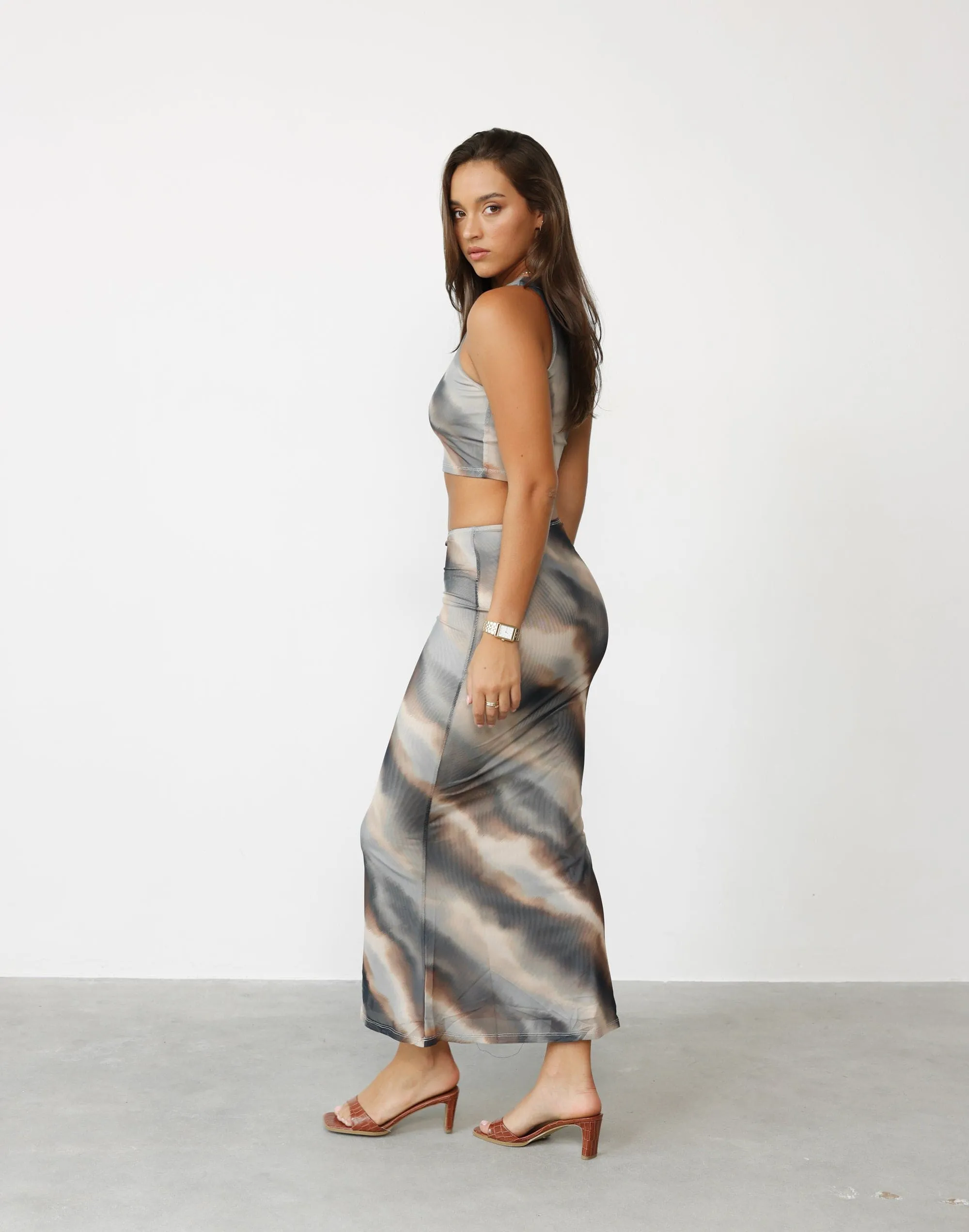 Clare Maxi Skirt (Storm Print)