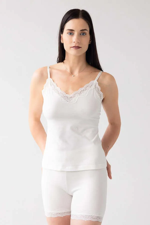 Cotton lace trim Camisole - White