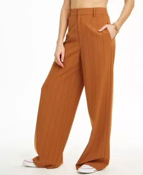 Danielle Bernstein Women's Pinstripe Trouser Pants Dark Orange Size 10