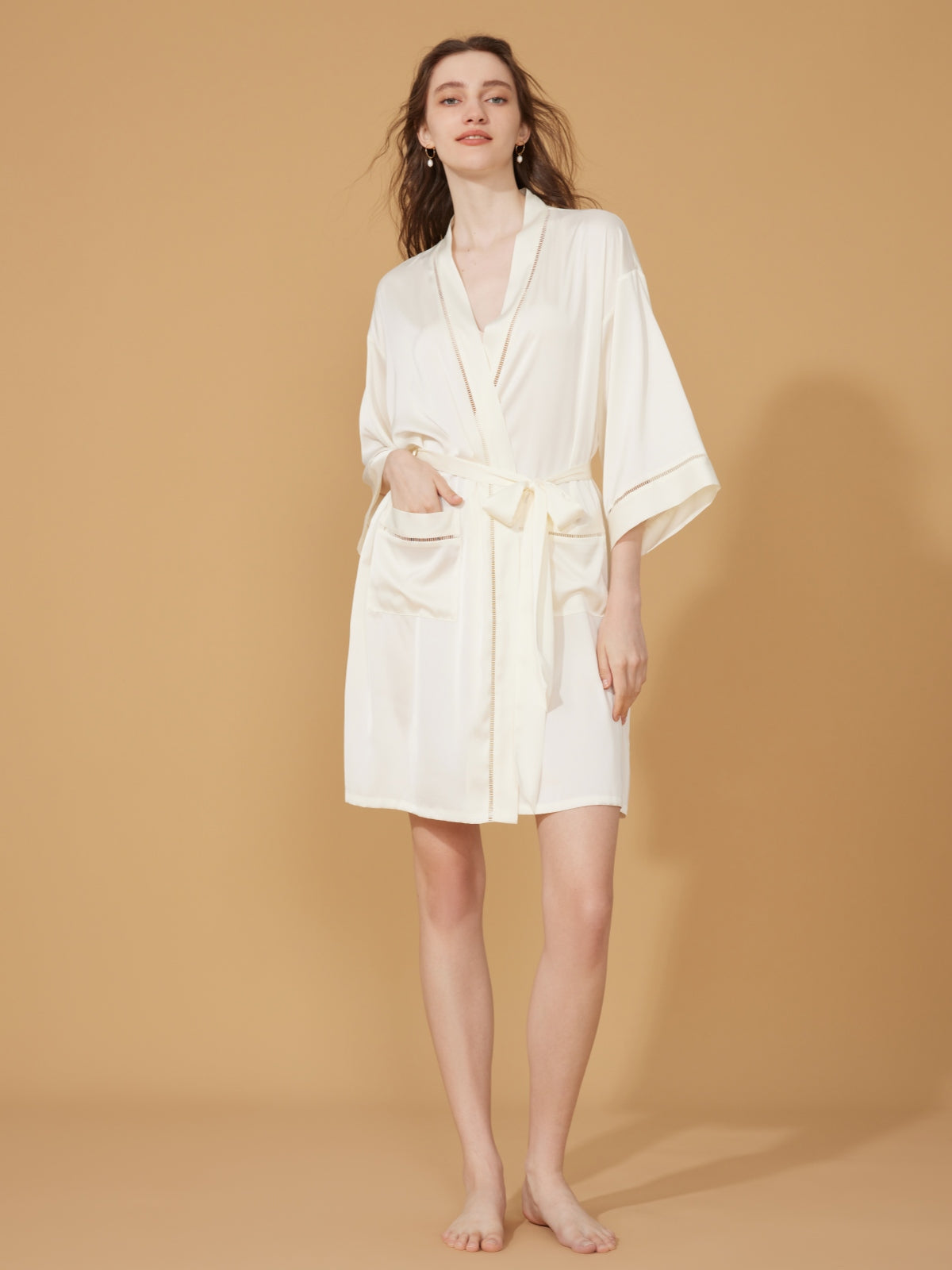 Elegant Hollow Detail Short Robe