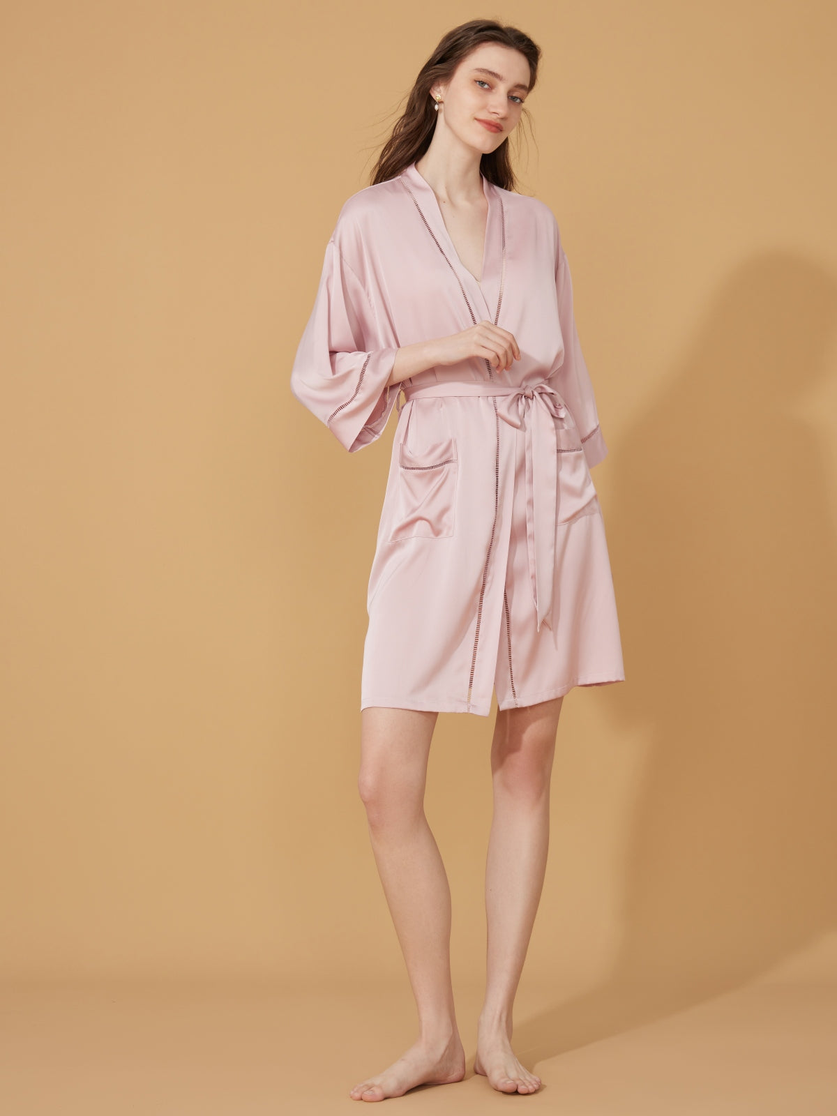 Elegant Hollow Detail Short Robe