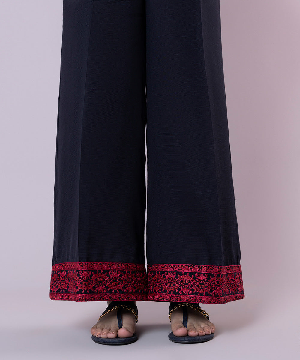 Embroidered Raw Silk Culottes