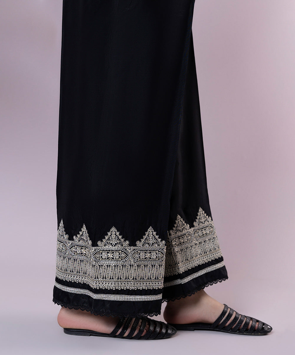 Embroidered Raw Silk Culottes