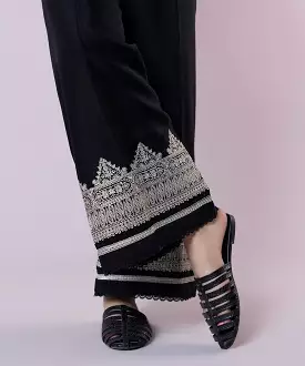 Embroidered Raw Silk Culottes