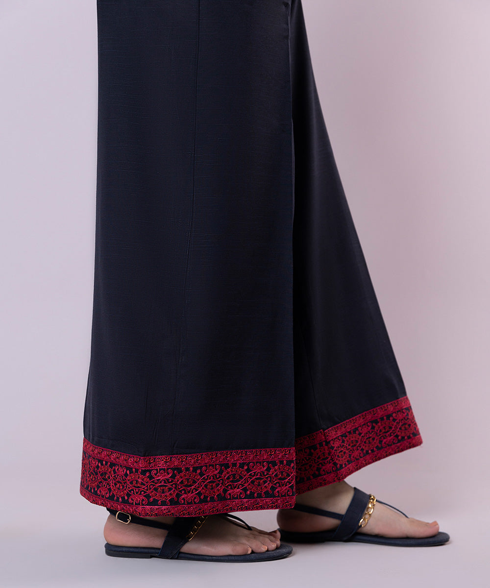 Embroidered Raw Silk Culottes