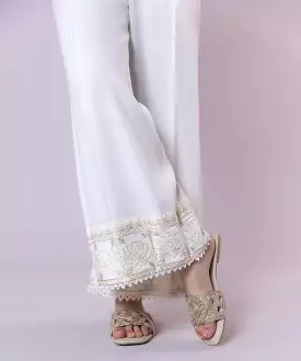 Embroidered Raw Silk Culottes