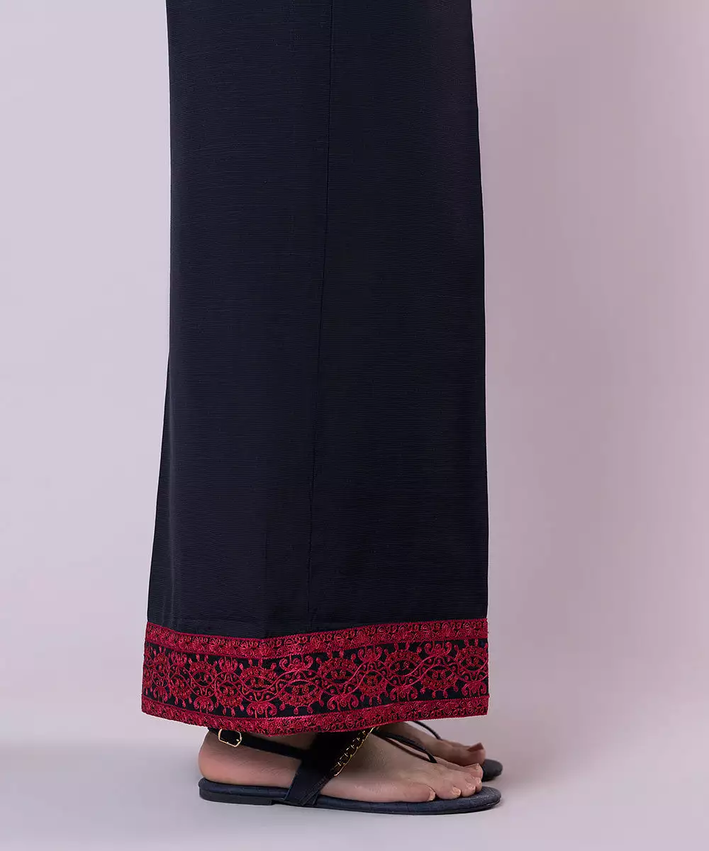 Embroidered Raw Silk Culottes