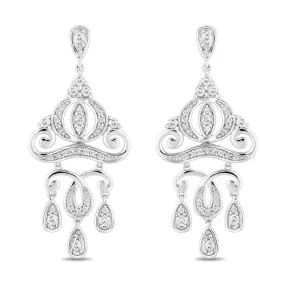 Enchanted Disney Fine Jewelry 14k White Gold 1 3/8cttw Cinderella Carriage Earrings