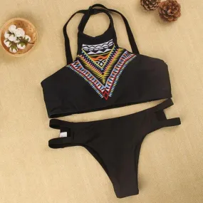 Feitong Push-Up Crop Top Women Set Bohemian Printed Sexy Ladies Summer Beach Bra Sexy Lingerie Top Acolchoada#99 SM6