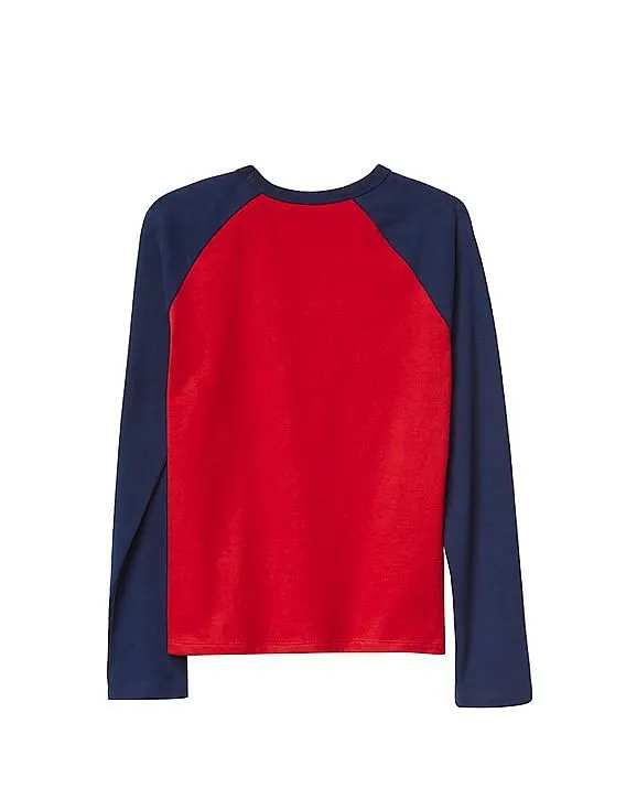 GAP Boys Red Graphic Long Sleeve Baseball Tee