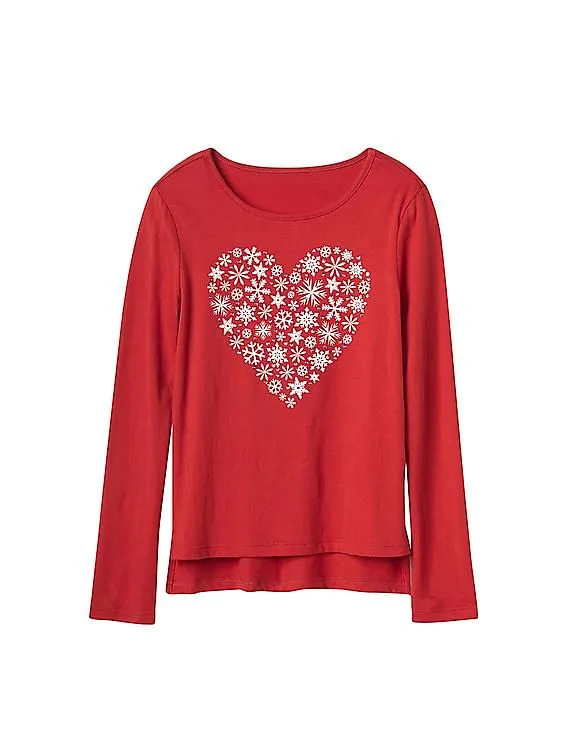 GAP Girls Red Embellished Graphic High Low Tee