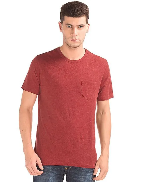 GAP Men Red Crewneck Pocket Tee