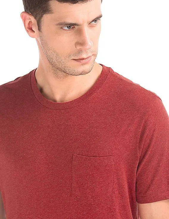 GAP Men Red Crewneck Pocket Tee