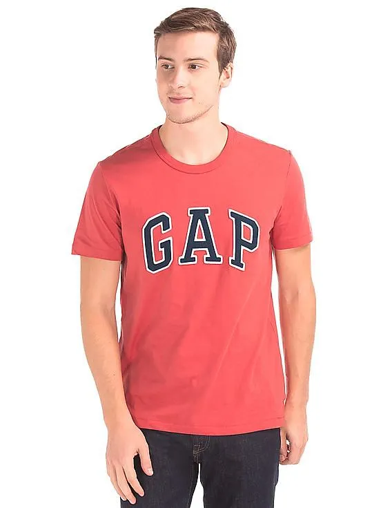 GAP Men Red Logo Crew Neck Tee