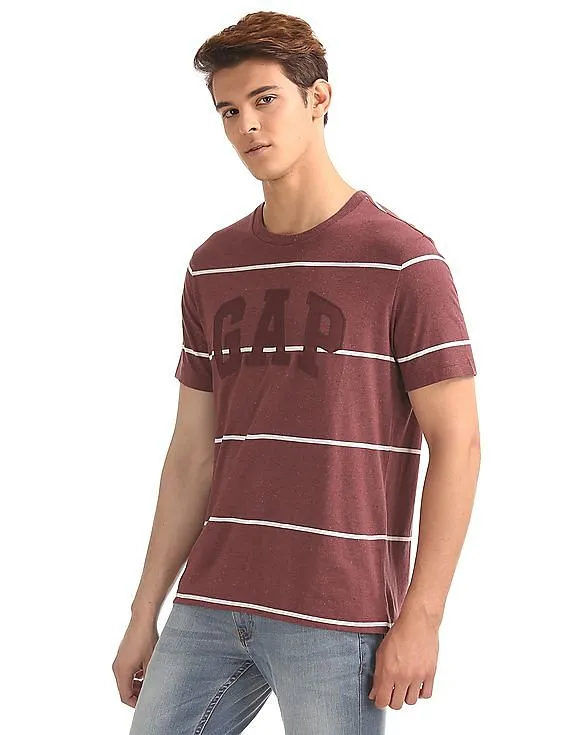 GAP Men Red Striped Logo Tee