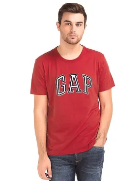 GAP Men Red Worn Outline Logo Graphic Tee