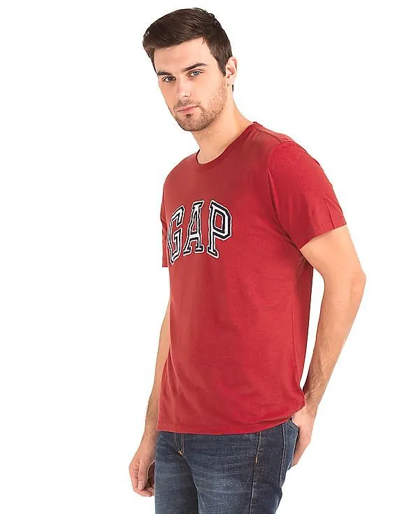 GAP Men Red Worn Outline Logo Graphic Tee