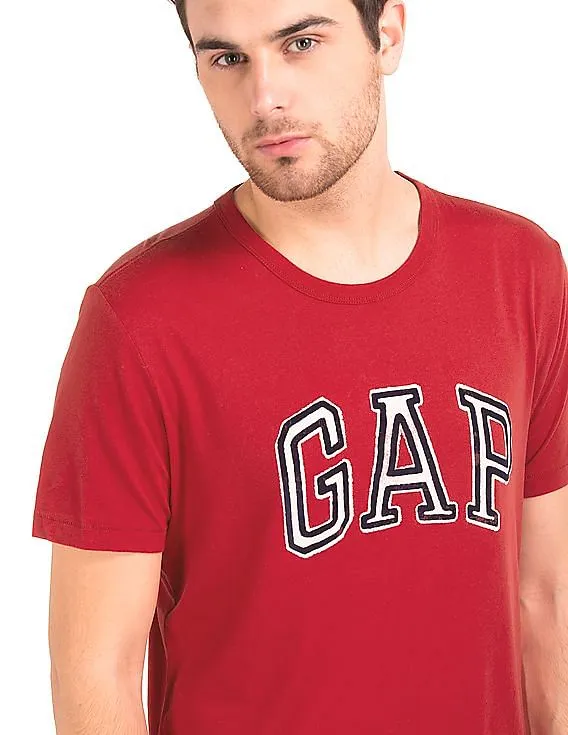 GAP Men Red Worn Outline Logo Graphic Tee