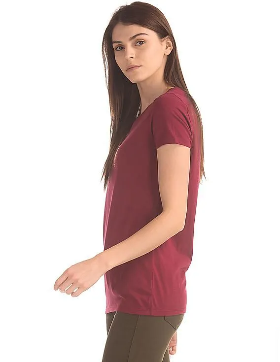 GAP Women Red Embellished Logo Tee