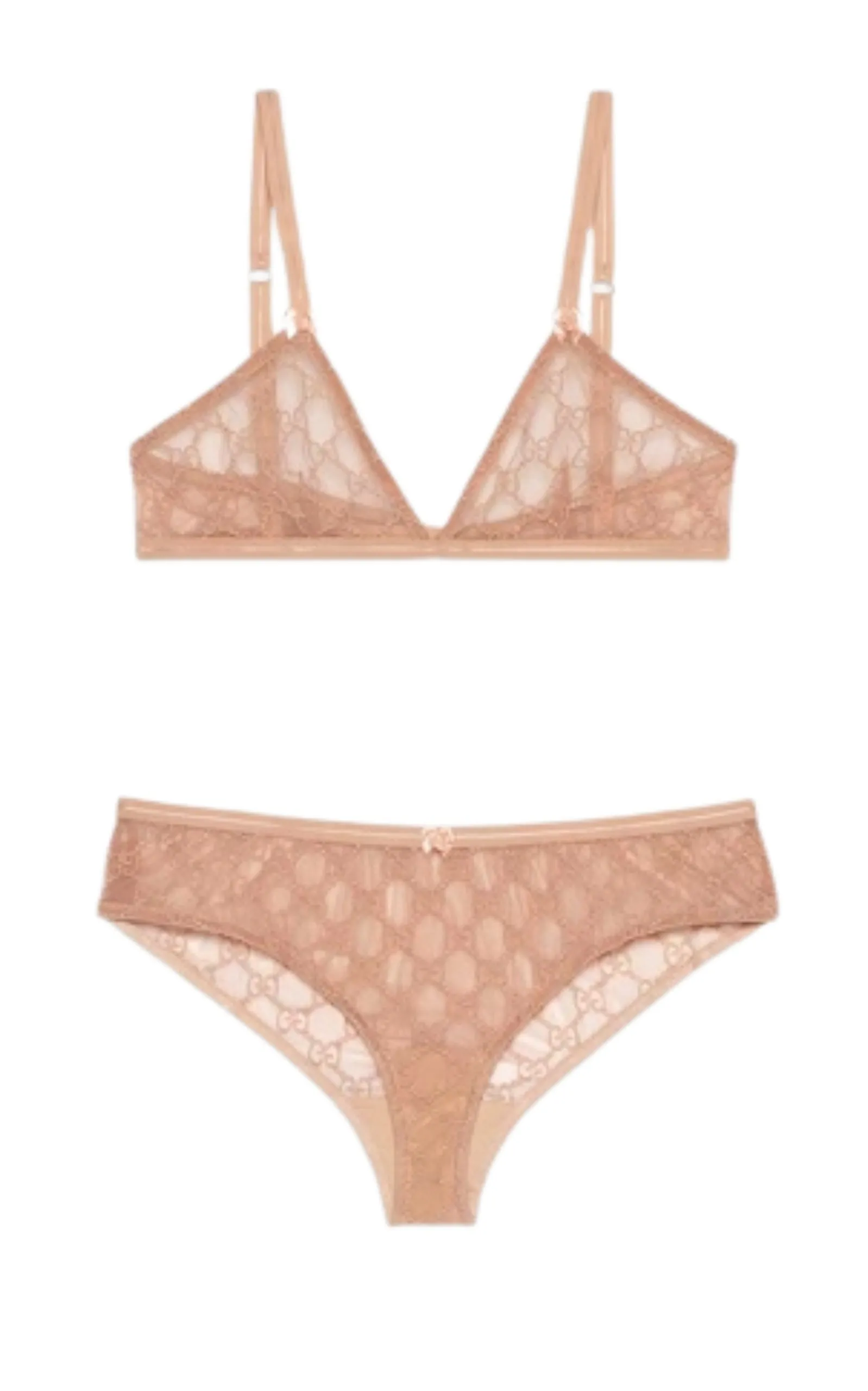 GG All Over Embroidered Tulle Lingerie Set