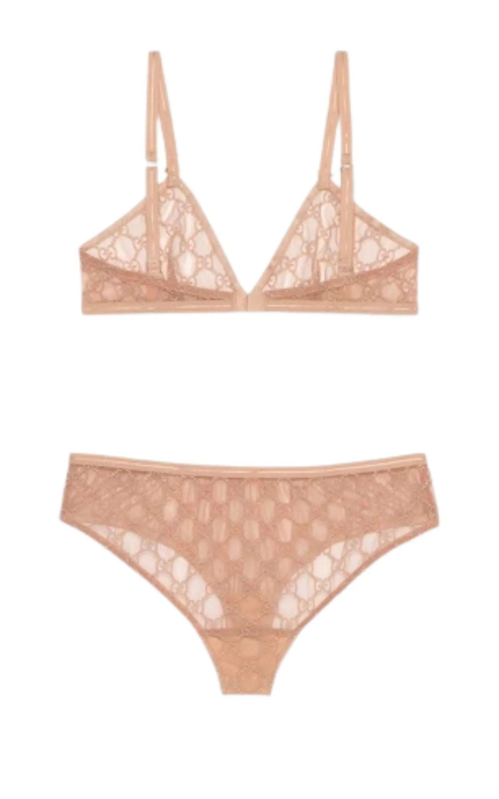 GG All Over Embroidered Tulle Lingerie Set