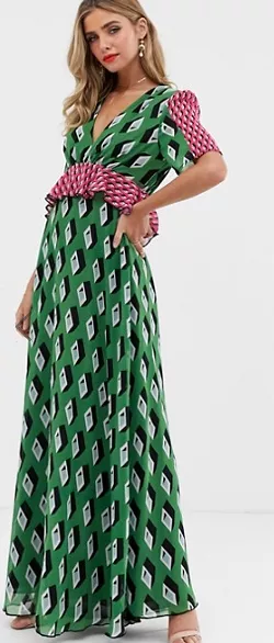 Green Geo Print Maxi