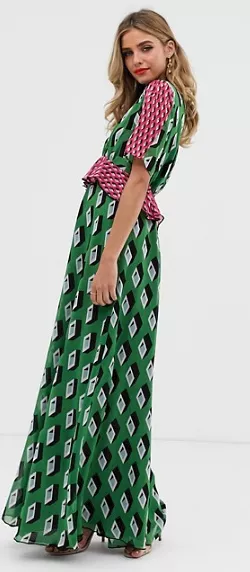 Green Geo Print Maxi