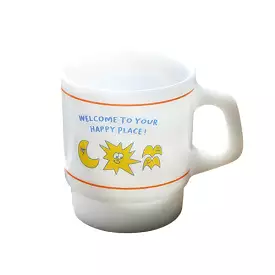 Happy Place Milk Graphic Mugs Glasses Printed Vintage Retro Style Kitchen Dinnerware Cups Cold Hot Gifts