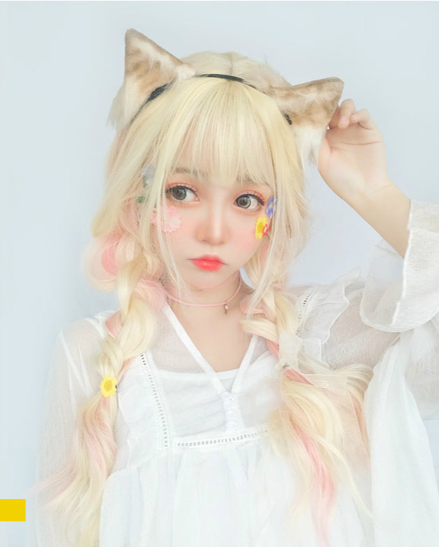 HARAJUKU LOLITA MIXTURE PINK GOLDEN COS BIG WAVE WIG BY31021