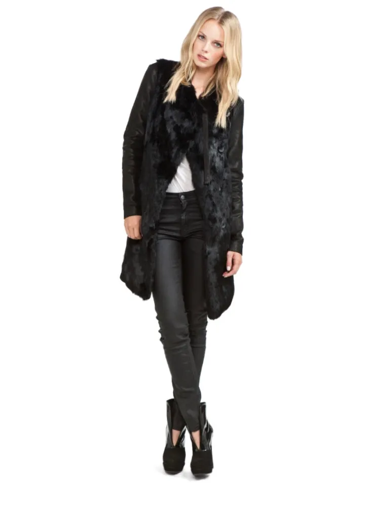 Helmut Lang Fur Leather Combo Coat