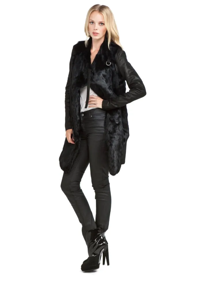 Helmut Lang Fur Leather Combo Coat