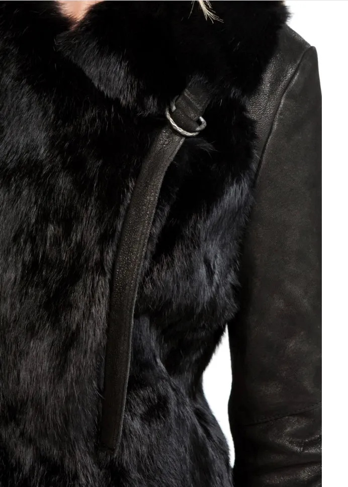 Helmut Lang Fur Leather Combo Coat