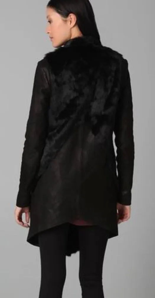 Helmut Lang Fur Leather Combo Coat